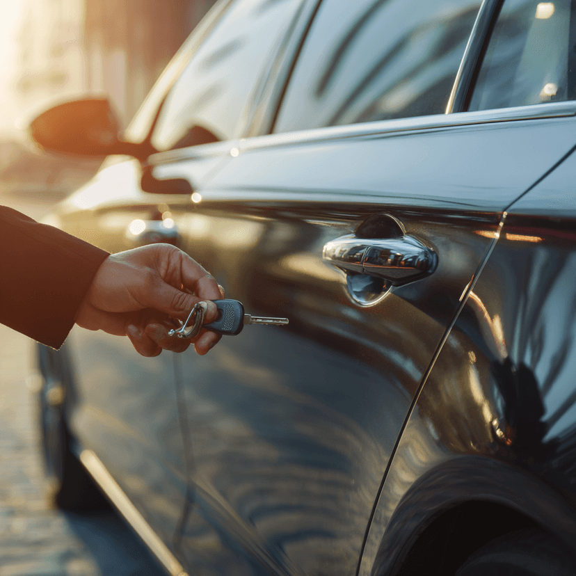 Automotive locksmith unlocking car door with professional tools in Irving TX