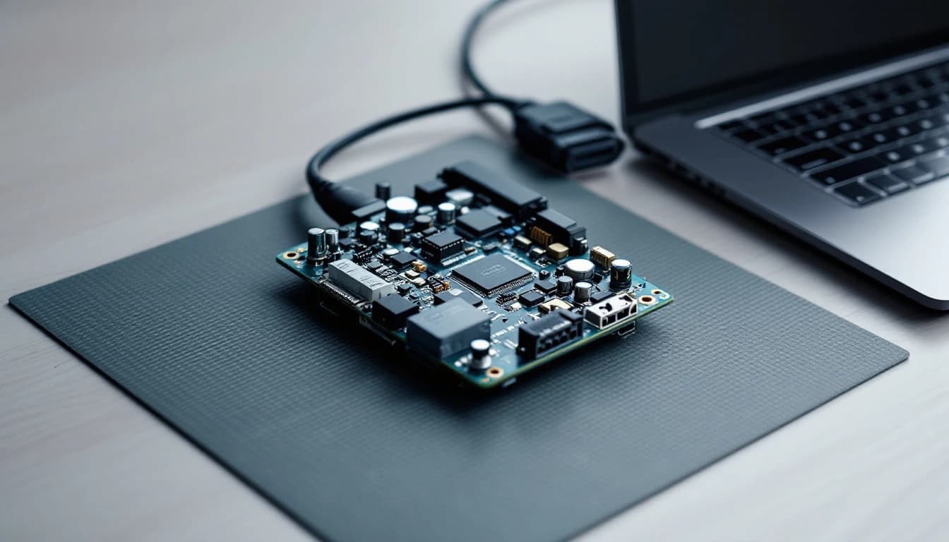 Mobile technician performing car computer module programming through an OBD-II port in Irving TX