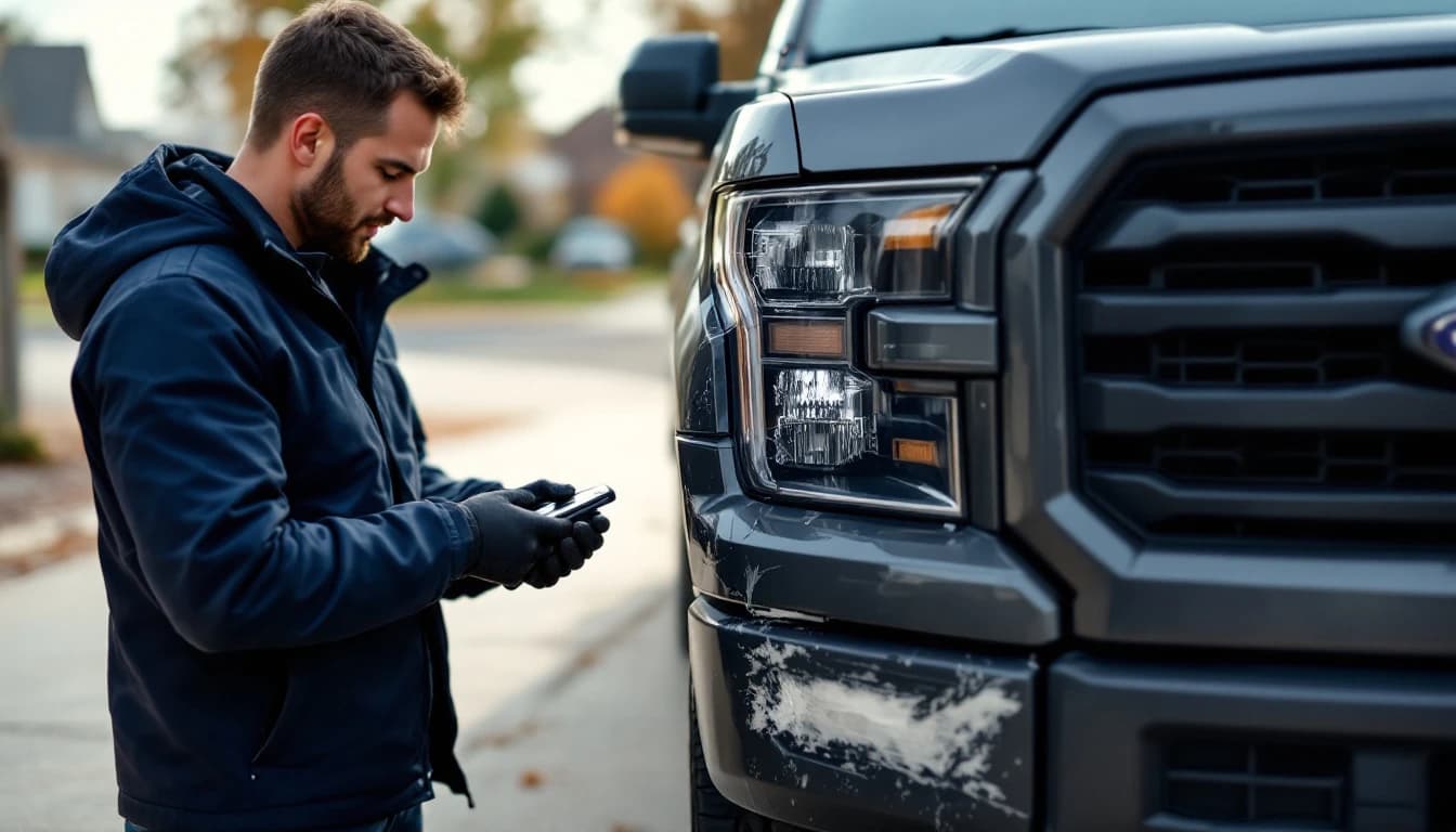 Mobile automotive locksmith programming a Ford PATS transponder key in a driveway in Irving TX