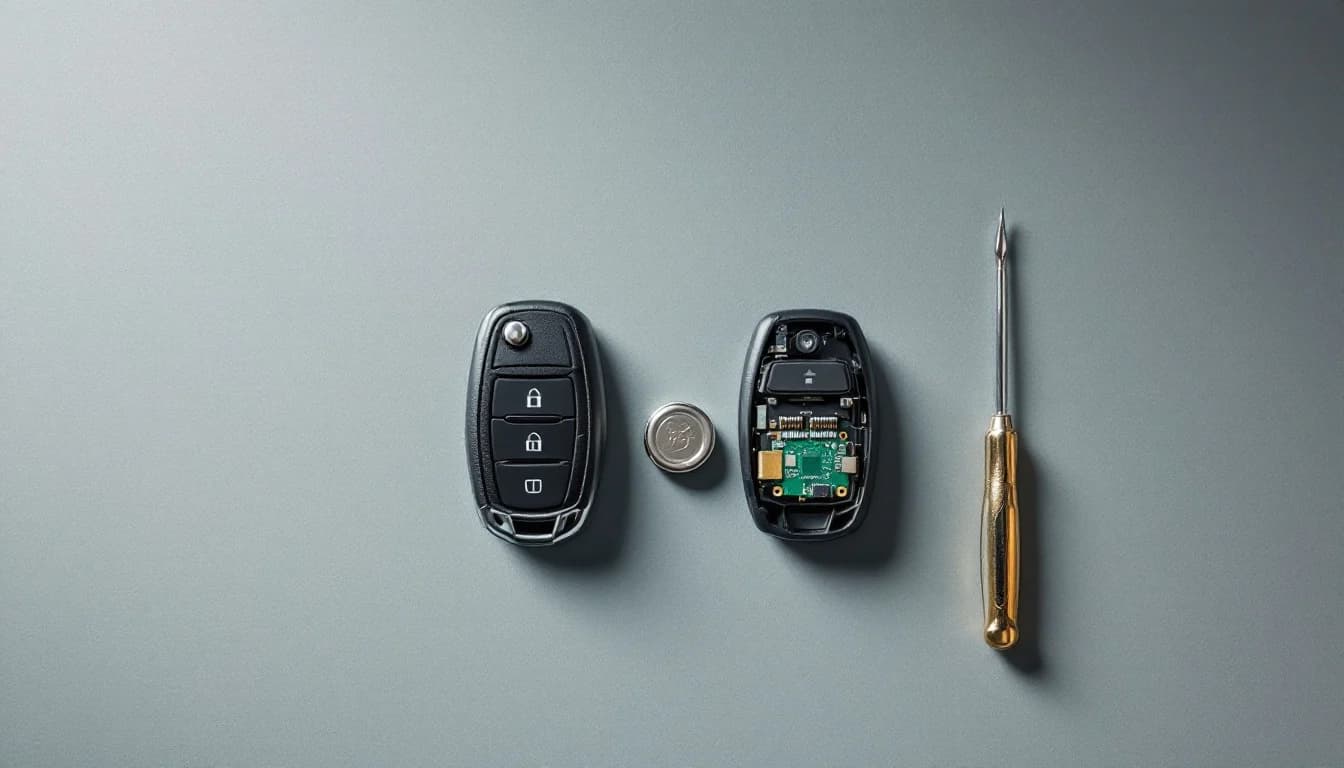 Mobile locksmith programming a Honda CR-V smart entry key fob in a driveway in Irving TX