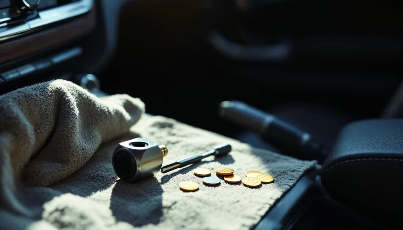 Automotive locksmith inspecting a worn Mazda ignition lock cylinder at the steering column in Irving TX