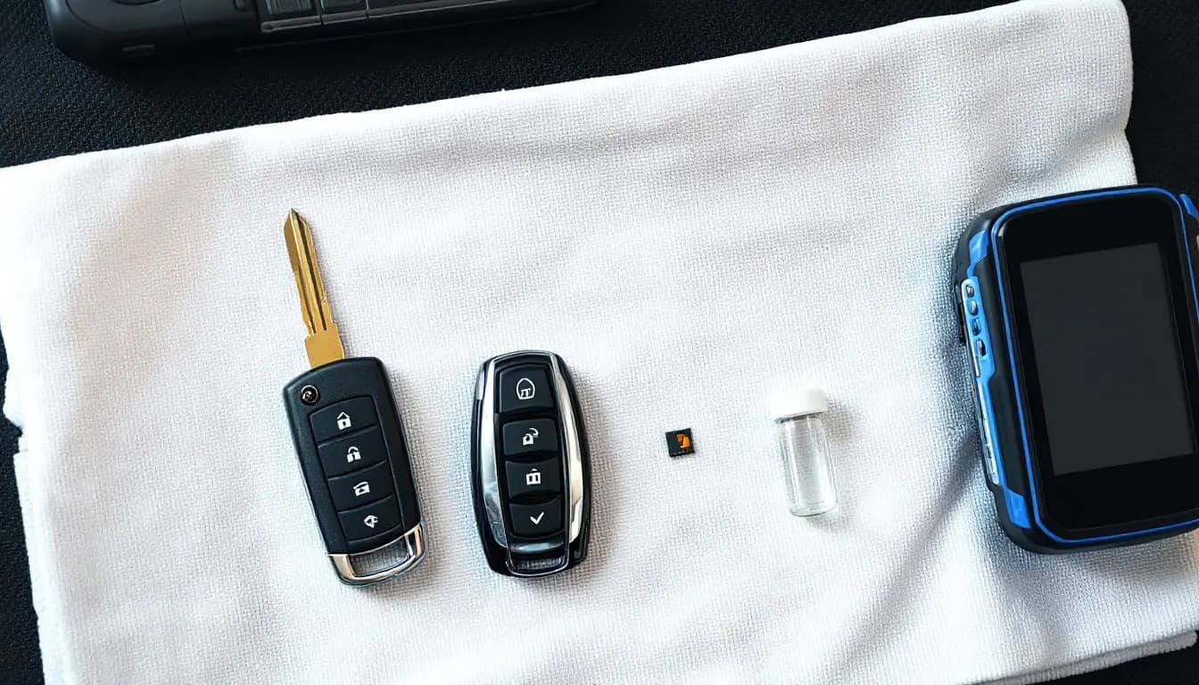 Mobile locksmith cutting and programming a Mitsubishi Outlander key beside the vehicle in Irving TX