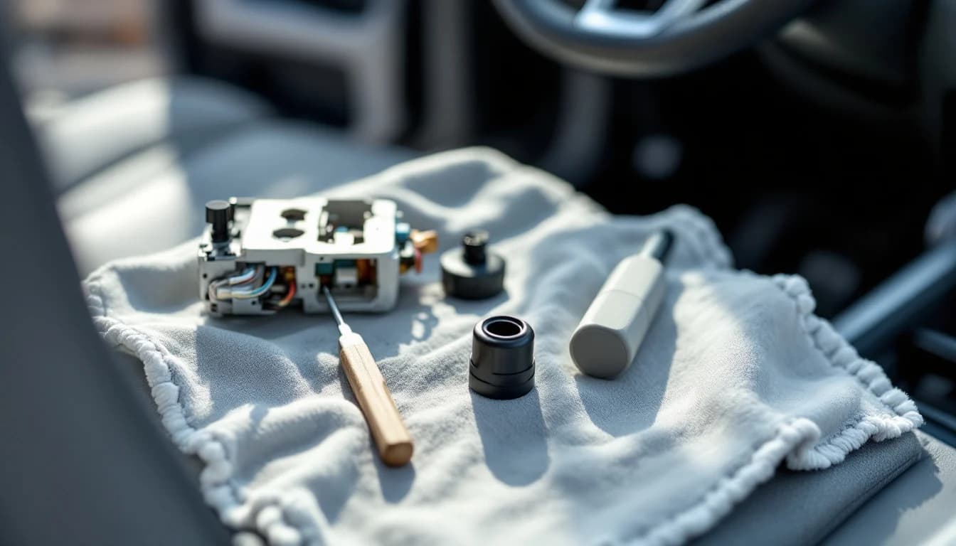 Mobile locksmith diagnosing a Subaru Outback ignition cylinder in a driveway in Irving TX