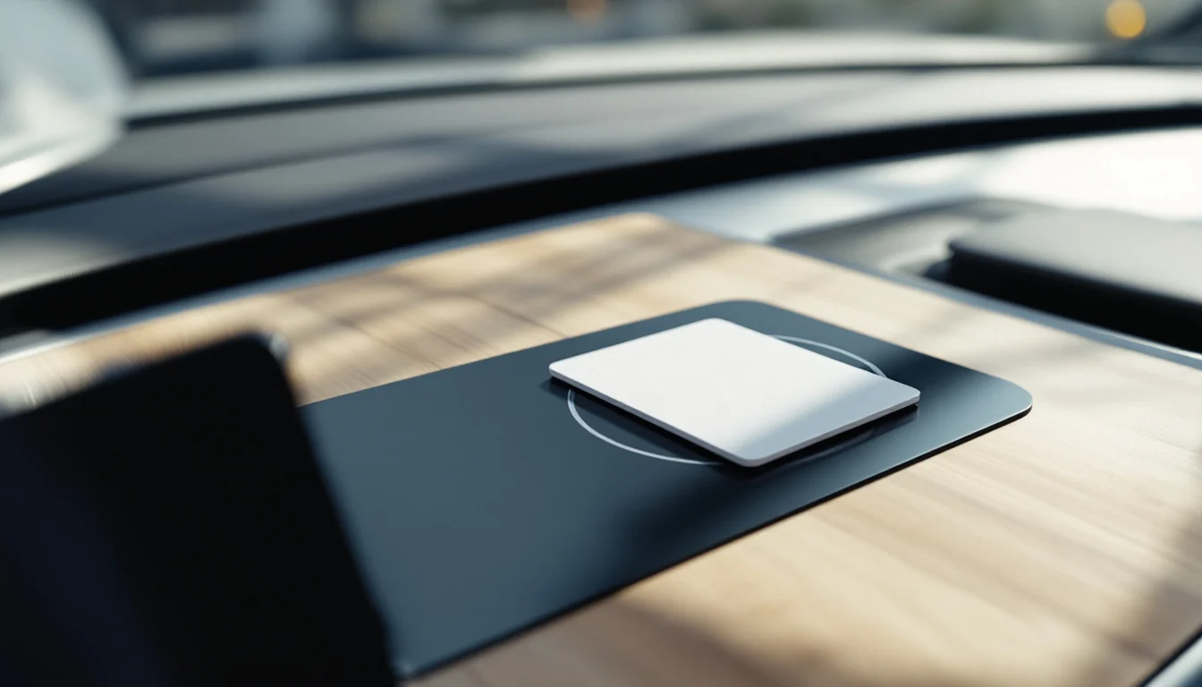 Mobile locksmith pairing a Tesla Model 3 key card on the vehicle touchscreen in Irving TX