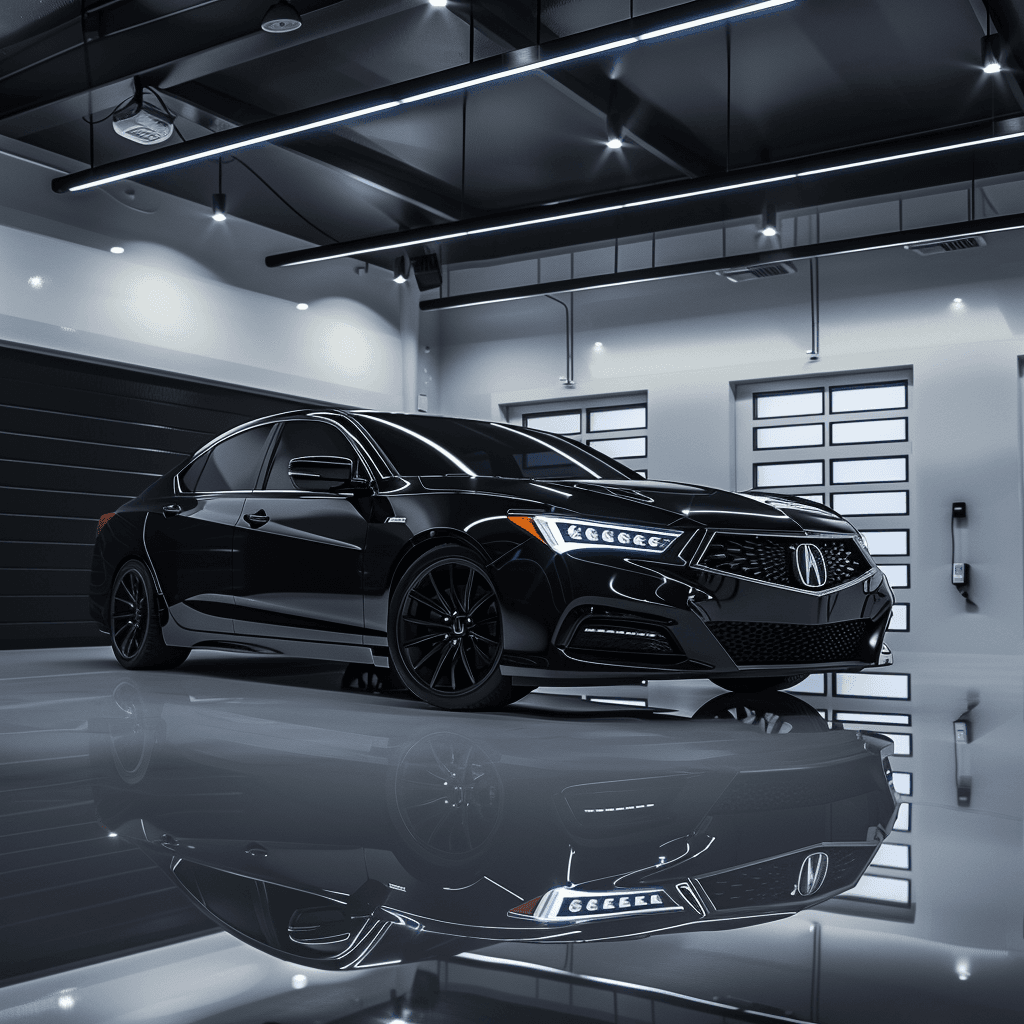 Acura TLX in a modern luxury garage for key programming and immobilizer service