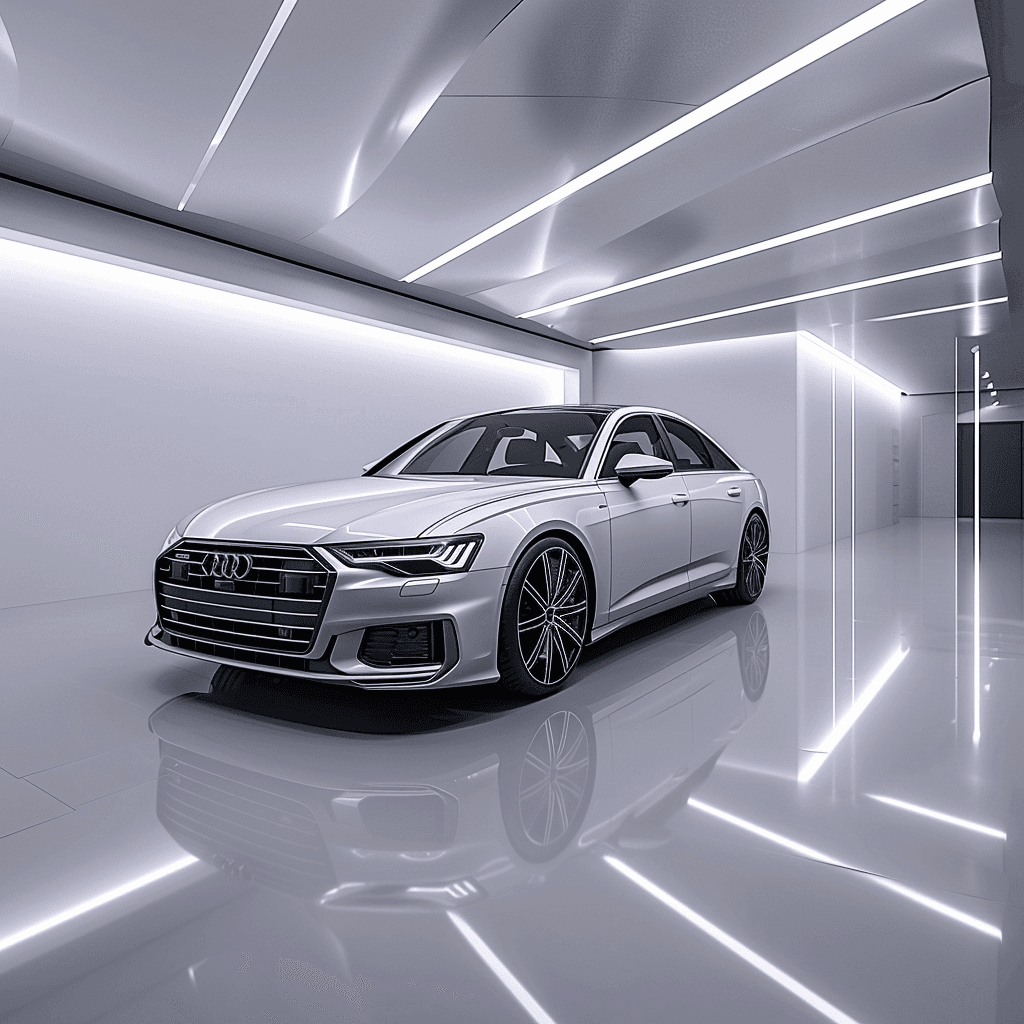 Audi A6 in a modern minimalist garage for locksmith key service