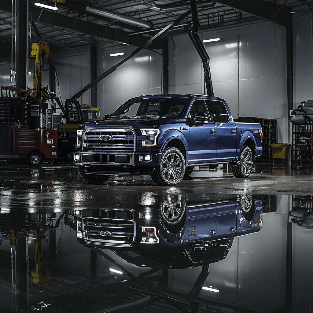 Ford F-150 in a clean garage for PATS key programming and smart key service