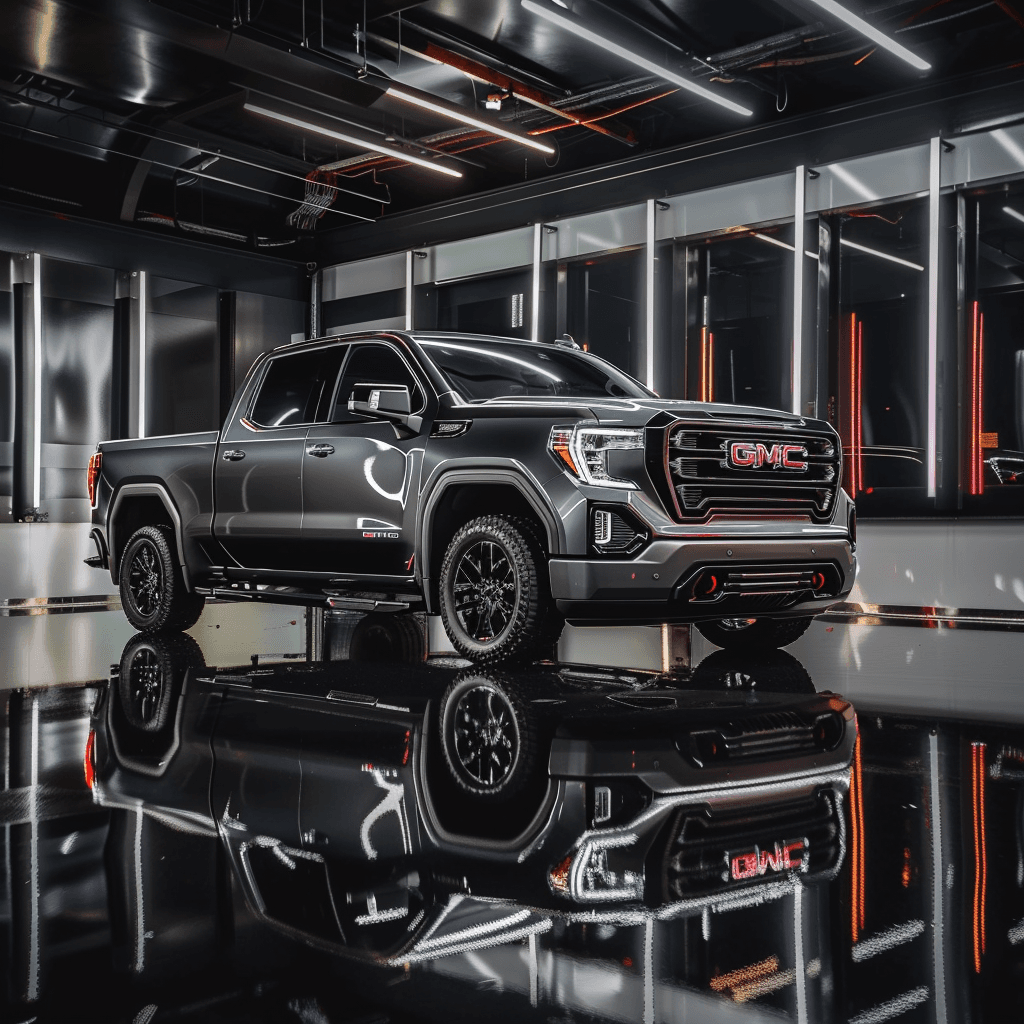 GMC Sierra in a premium indoor garage for smart key programming service