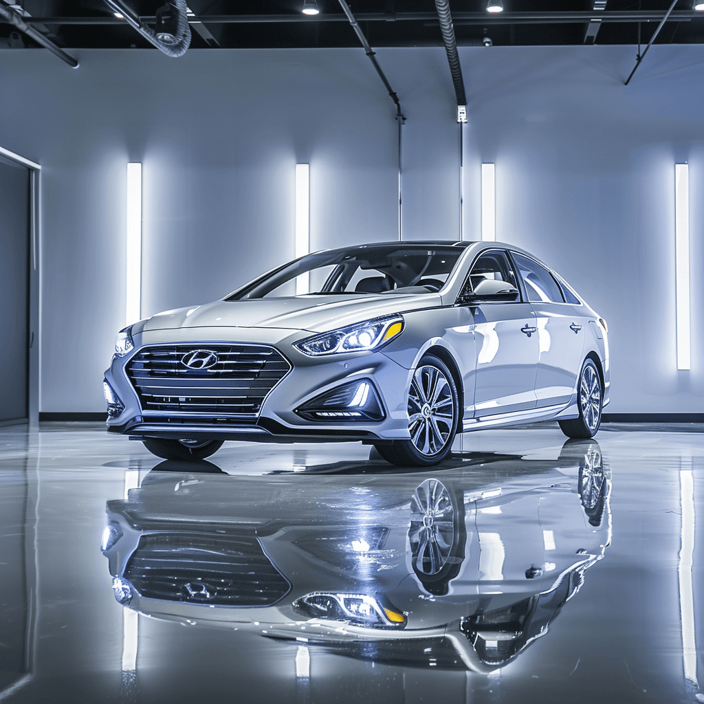 Hyundai Sonata in a modern clean garage for smart key programming service