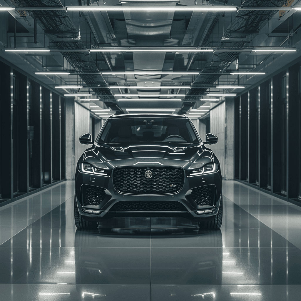 Jaguar F-PACE in a premium dark garage for key programming and KVM repair