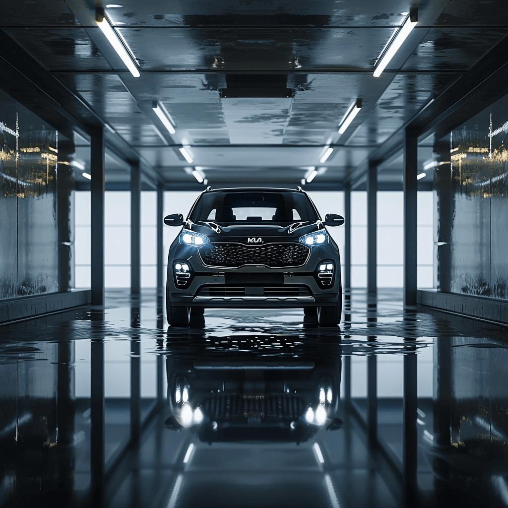 Kia Sportage in a clean minimal garage for smart key programming service