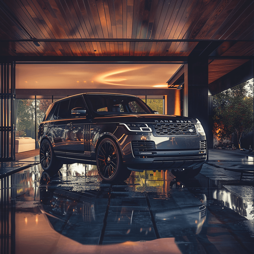 Range Rover in a luxury garage for Land Rover key programming and KVM repair